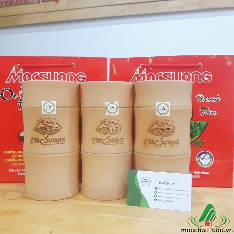 hộp trà tre mộc châu- trà ô long mộc sương